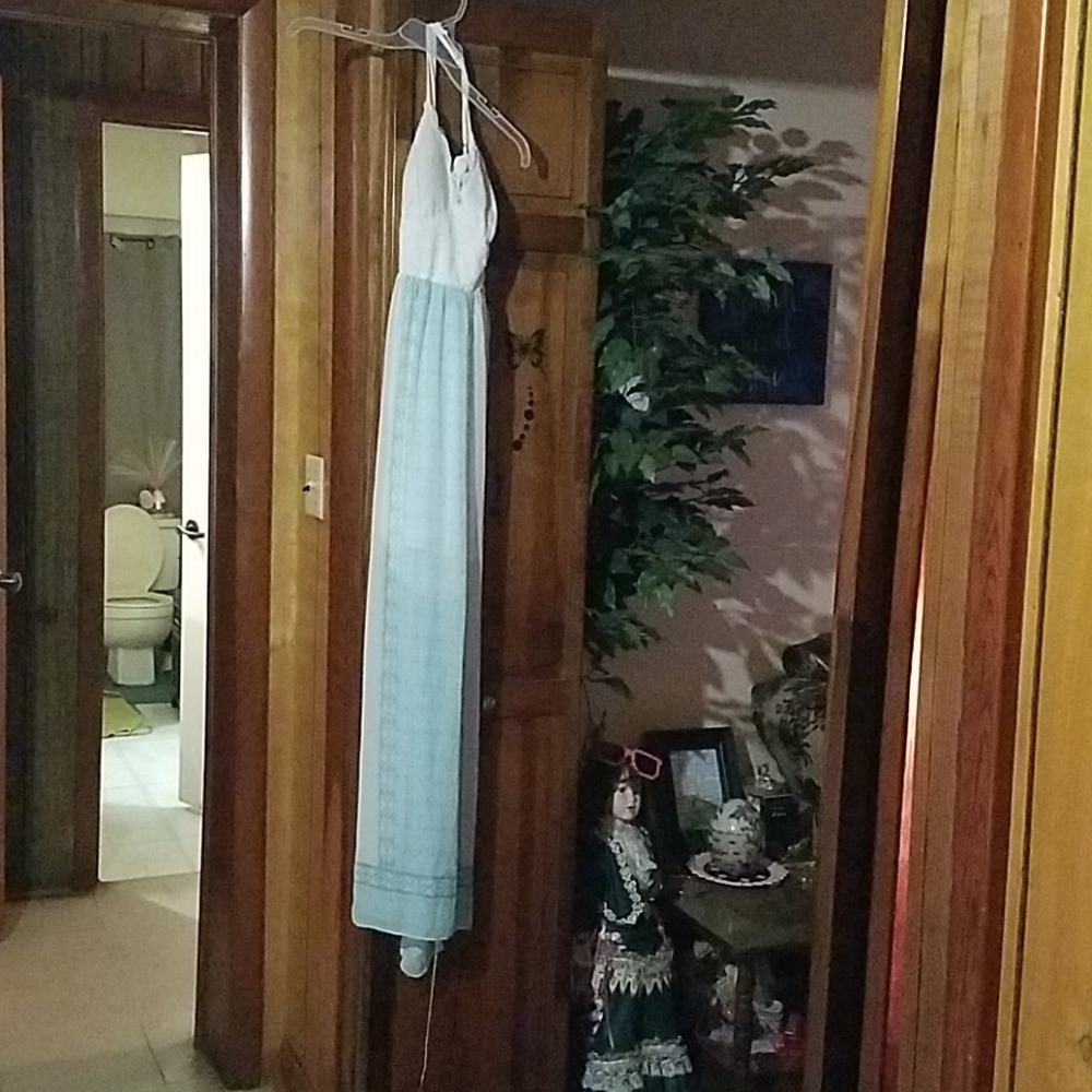 White and blue thin dress